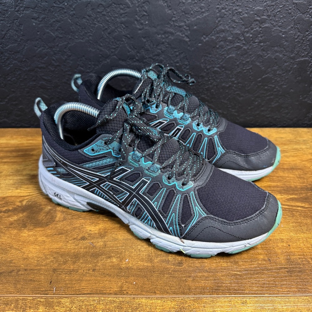 Asics‎ Gel-Venture 7 1012A562 Black Teal Synthetic Mesh Trail Running Womens 9